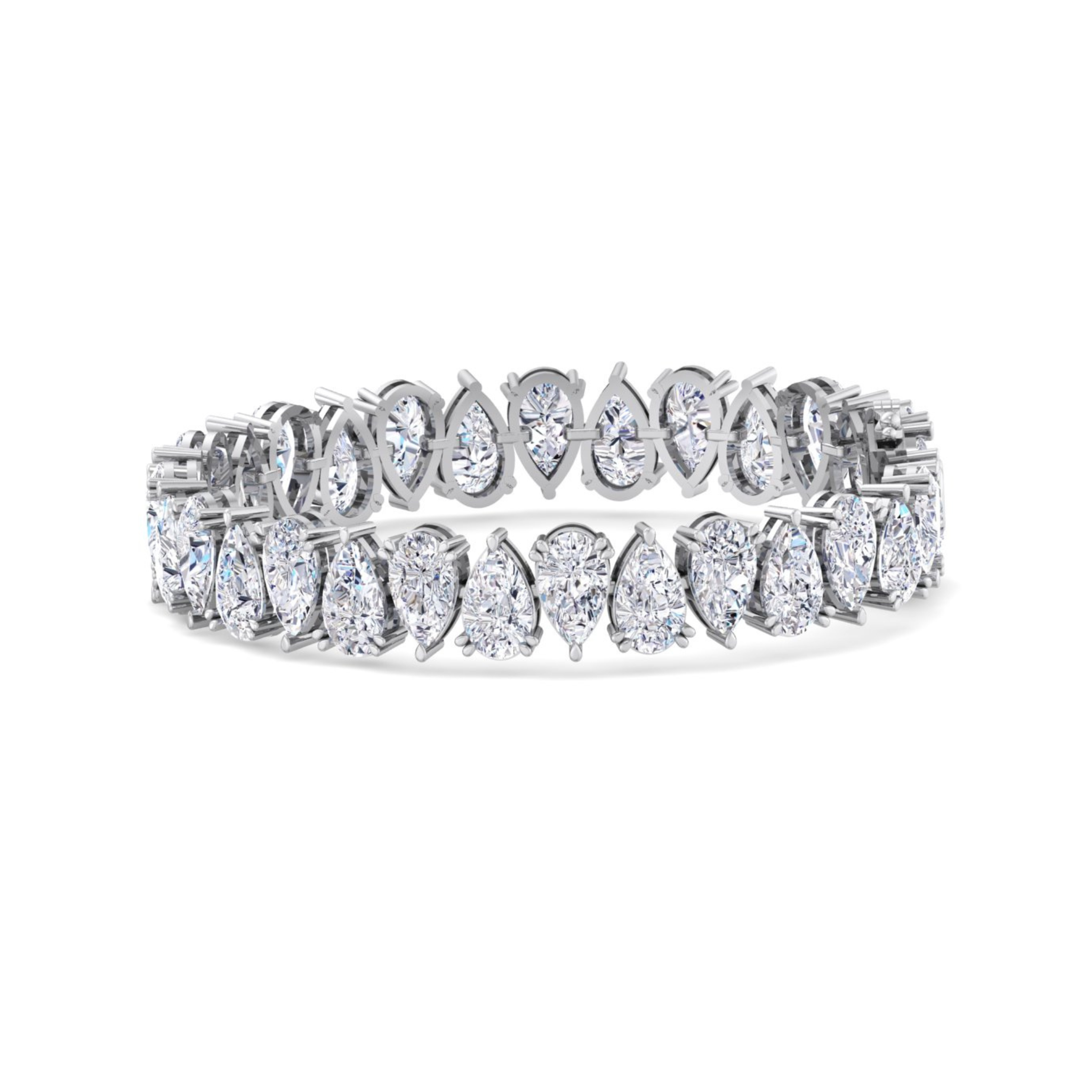 Large Pear Diamond Tennis Bracelet, featuring pear diamonds all around the bracelet.