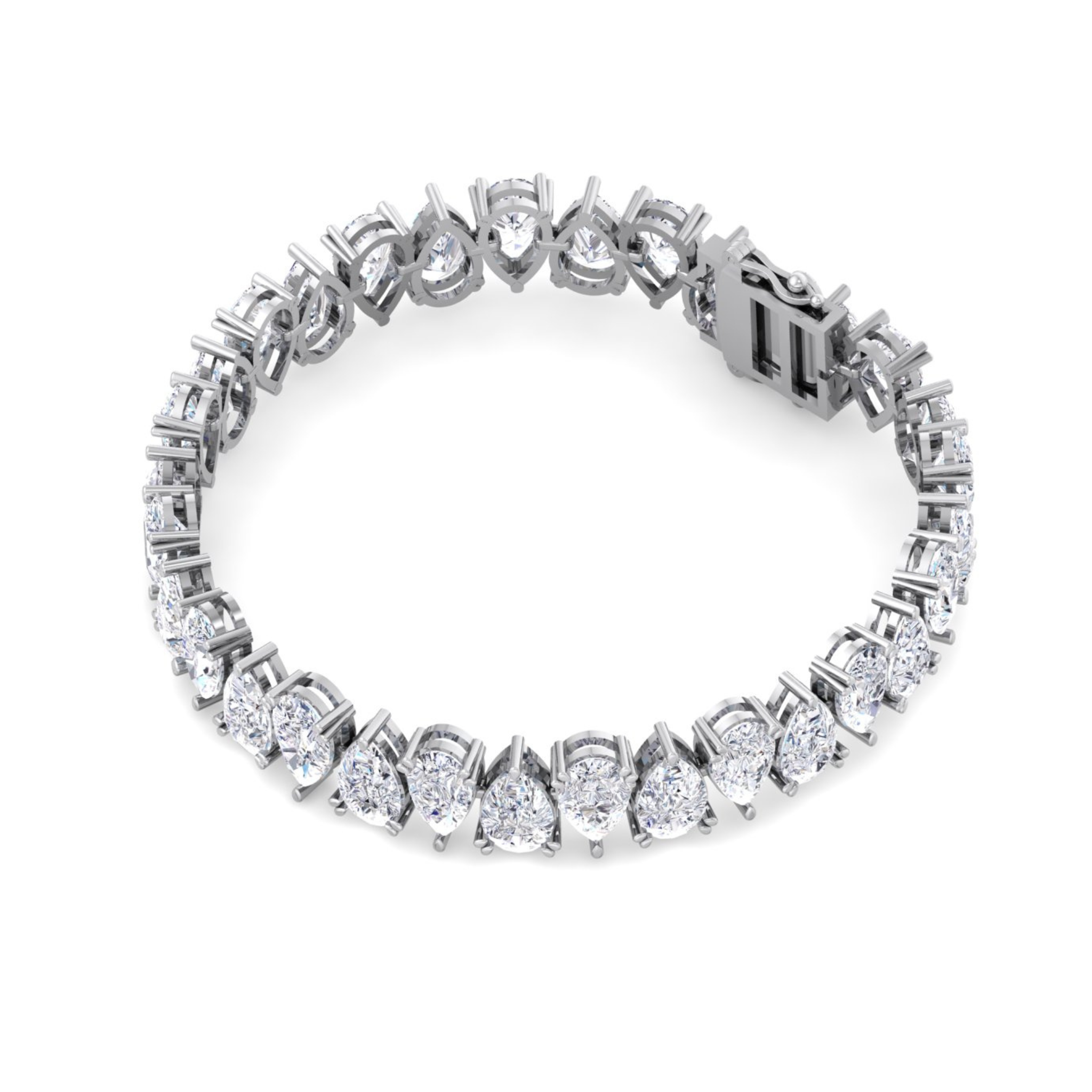 Large Pear Diamond Tennis Bracelet, featuring pear diamonds all around the bracelet.