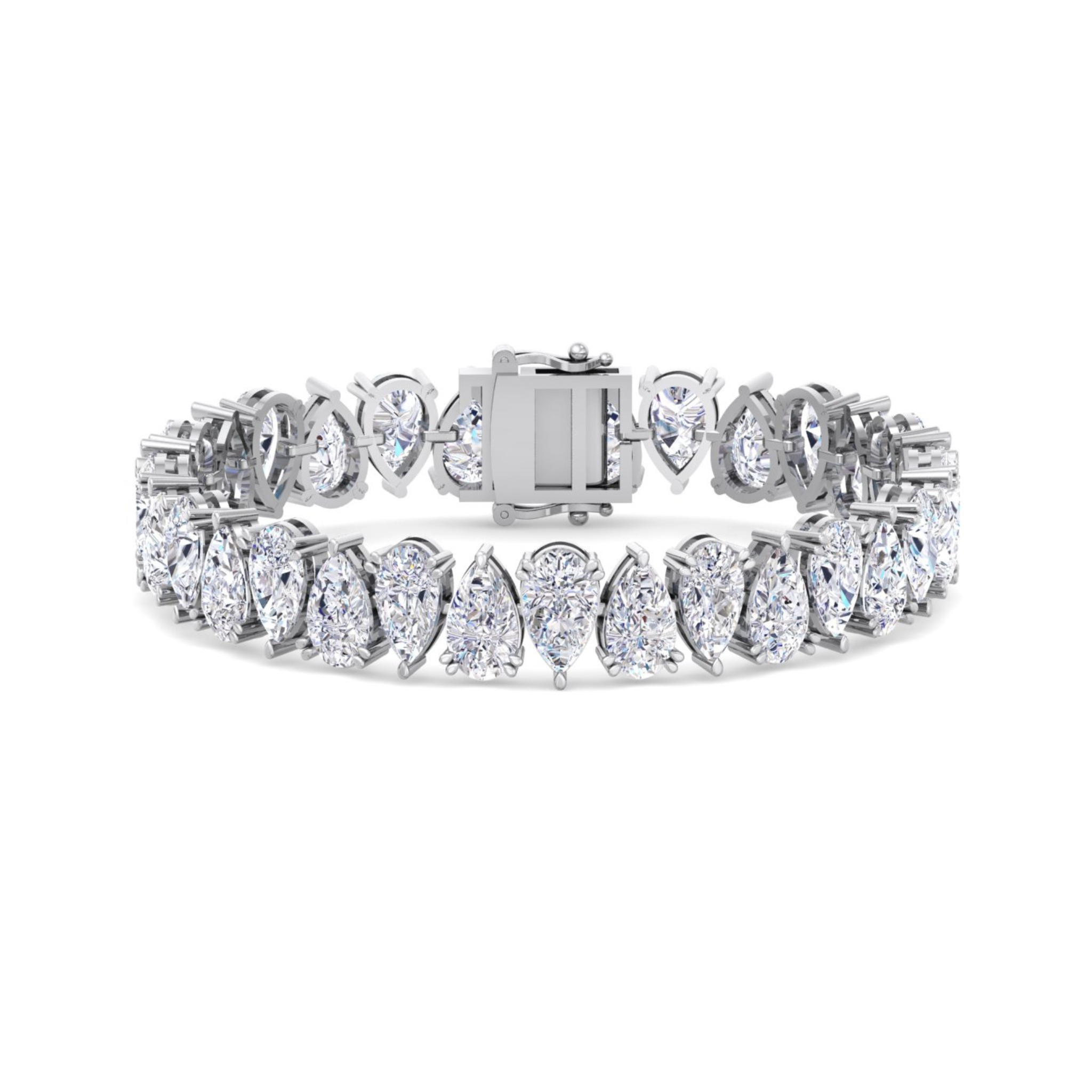 Large Pear Diamond Tennis Bracelet, featuring pear diamonds all around the bracelet.