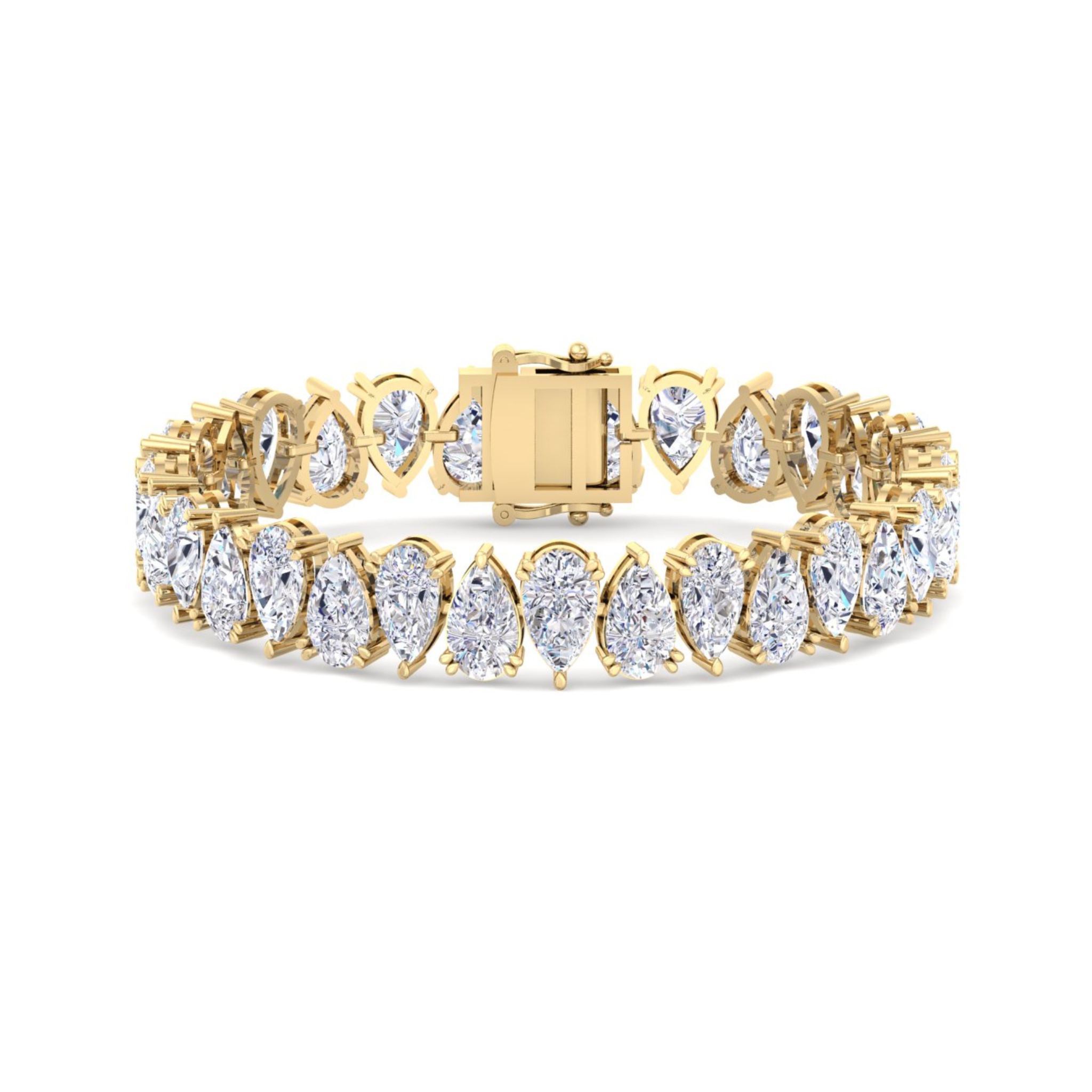 Large Pear Diamond Tennis Bracelet, featuring pear diamonds all around the bracelet.