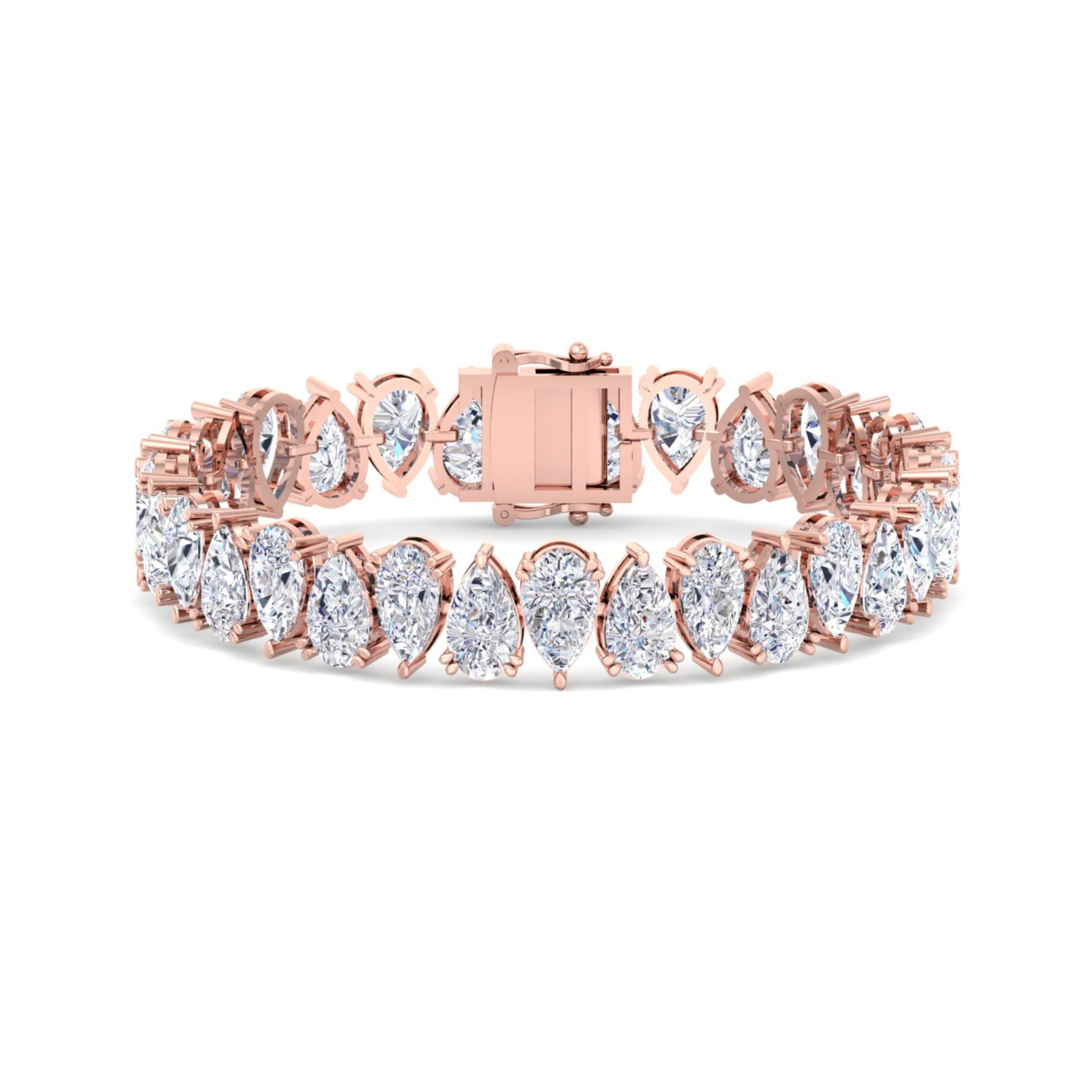 Large Pear Diamond Tennis Bracelet, featuring pear diamonds all around the bracelet.