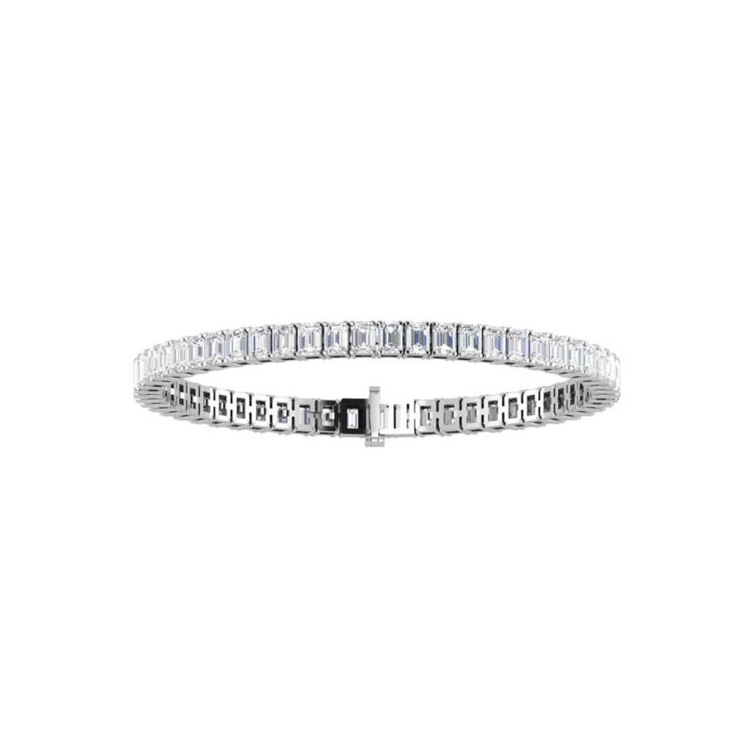 14k gold north to south emerald cut diamond tennis bracelet with lab-created diamonds