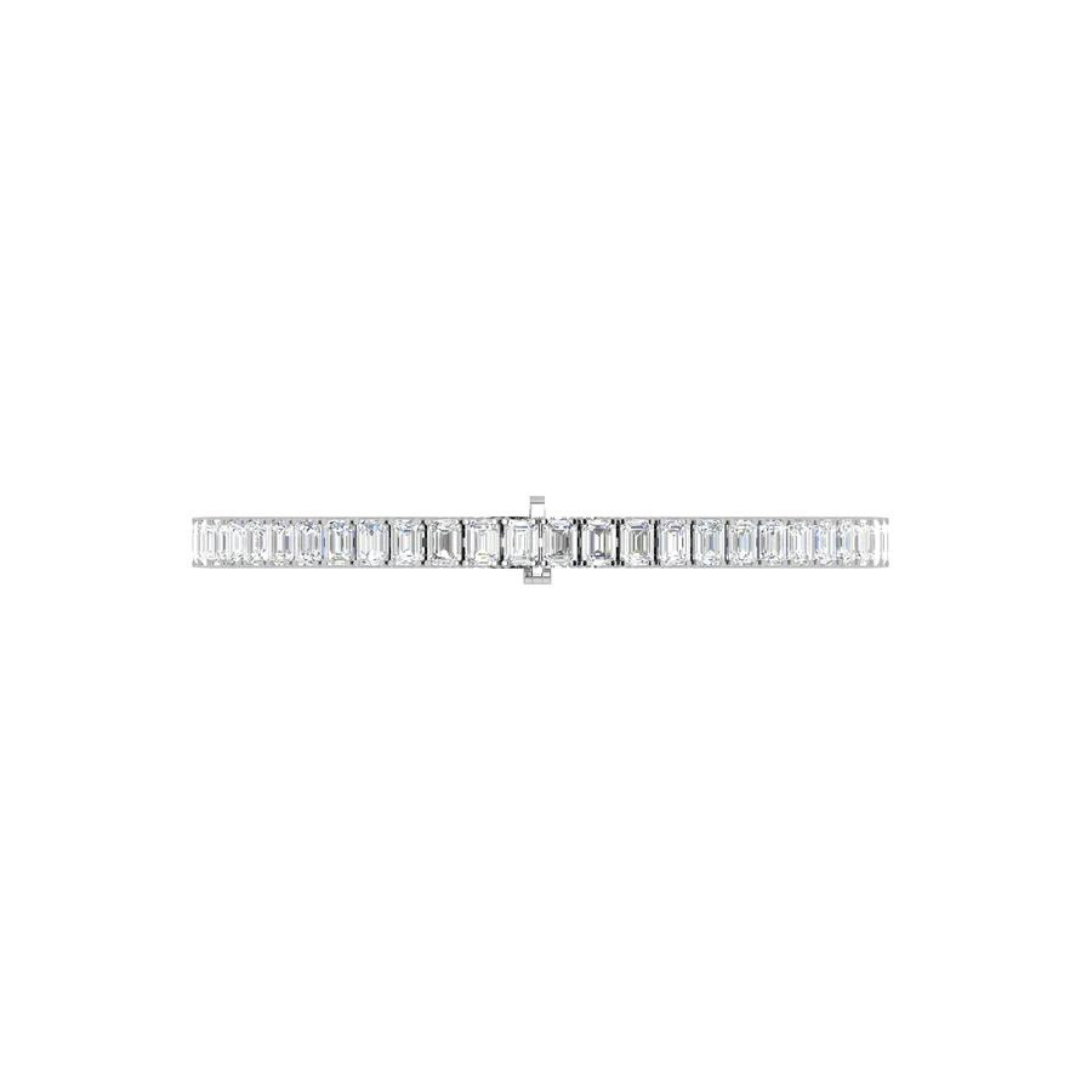 14k gold north to south emerald cut diamond tennis bracelet with lab-created diamonds