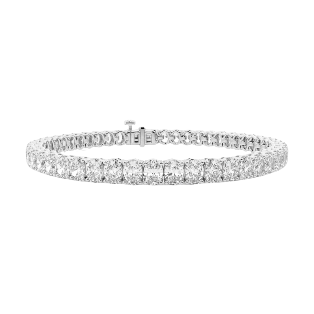 14k gold north to south oval diamond tennis bracelet with lab-created diamonds