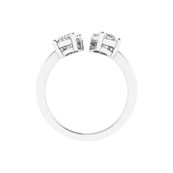 14k gold toi et moi ring with oval and pear lab-created diamonds