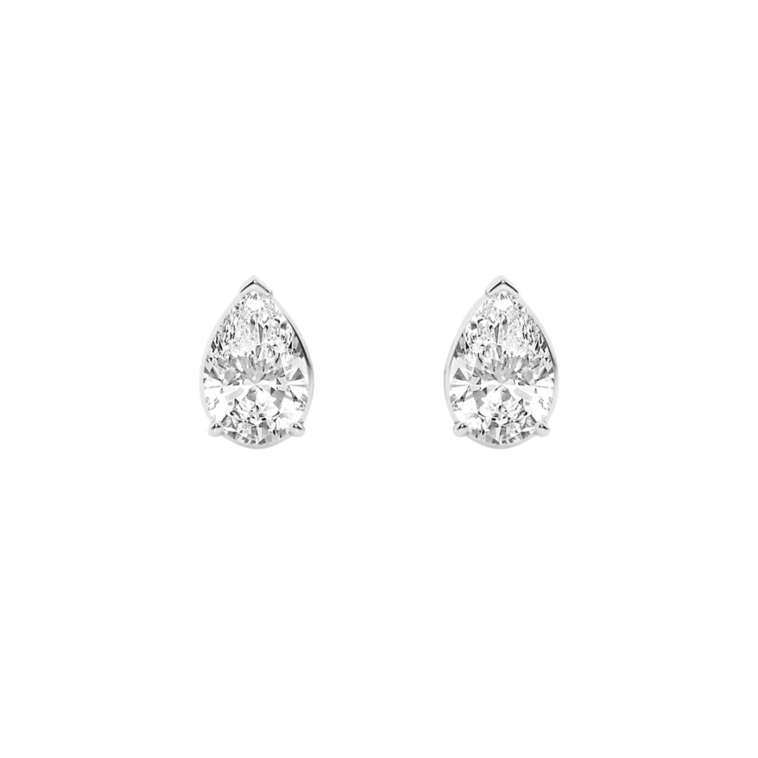 14k gold pear diamond stud earrings with lab-created diamonds
