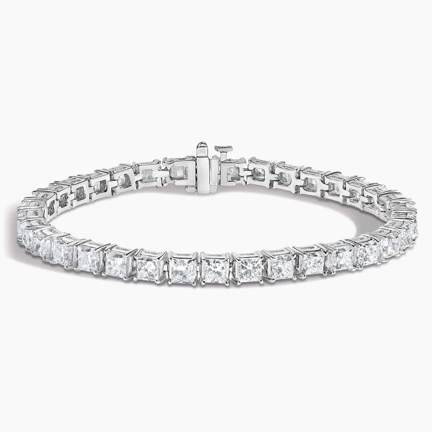 14k gold princess cut diamond tennis bracelet with lab-created diamonds