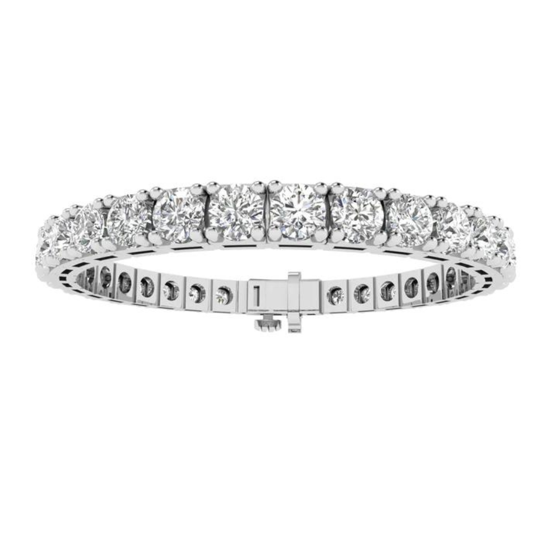 14k gold round diamond tennis bracelet with 15ct, 19ct, or 24ct lab-created diamonds by Sakaris Jewelers