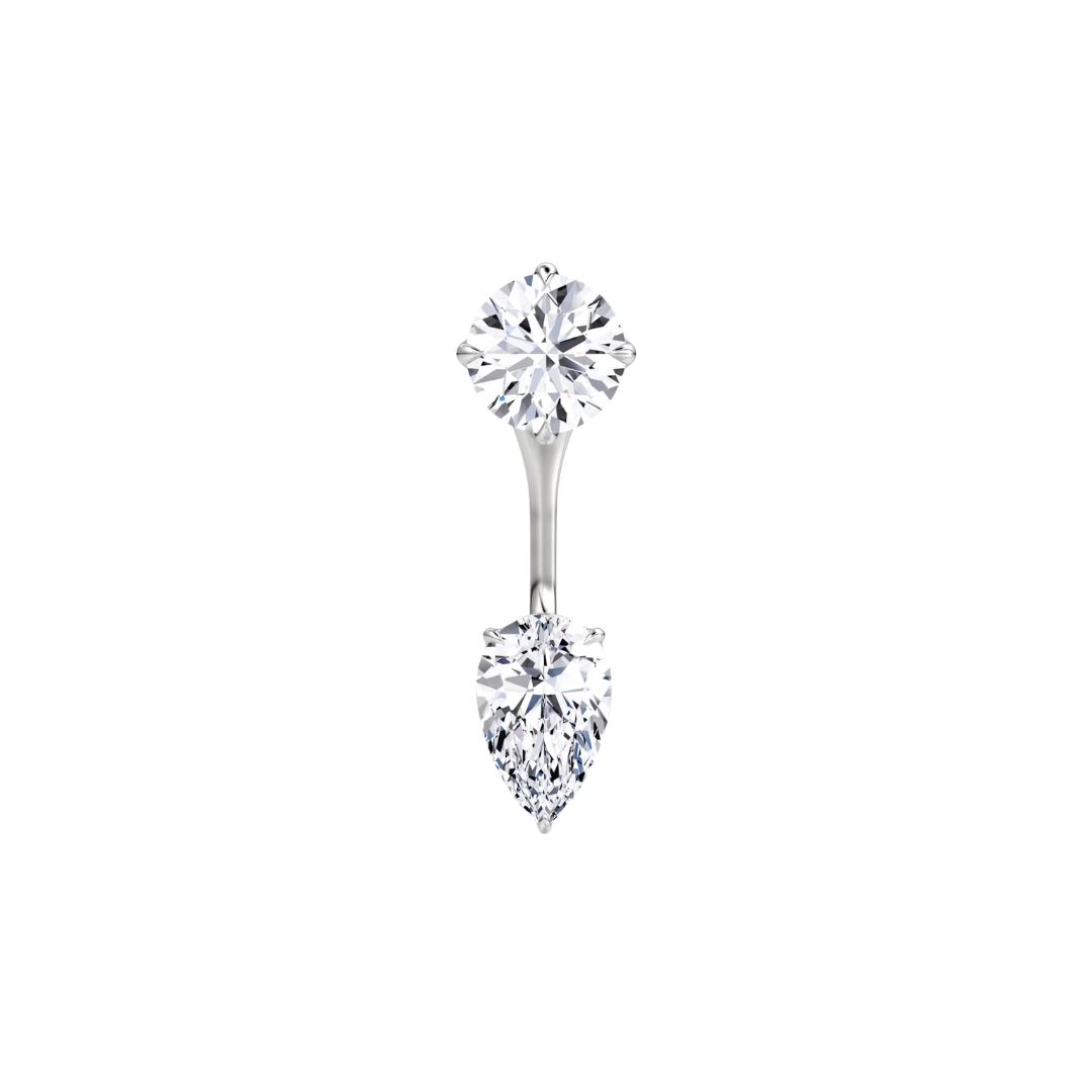 14k gold stud and pear drop diamond earrings with lab-created diamonds by Sakaris Jewelers