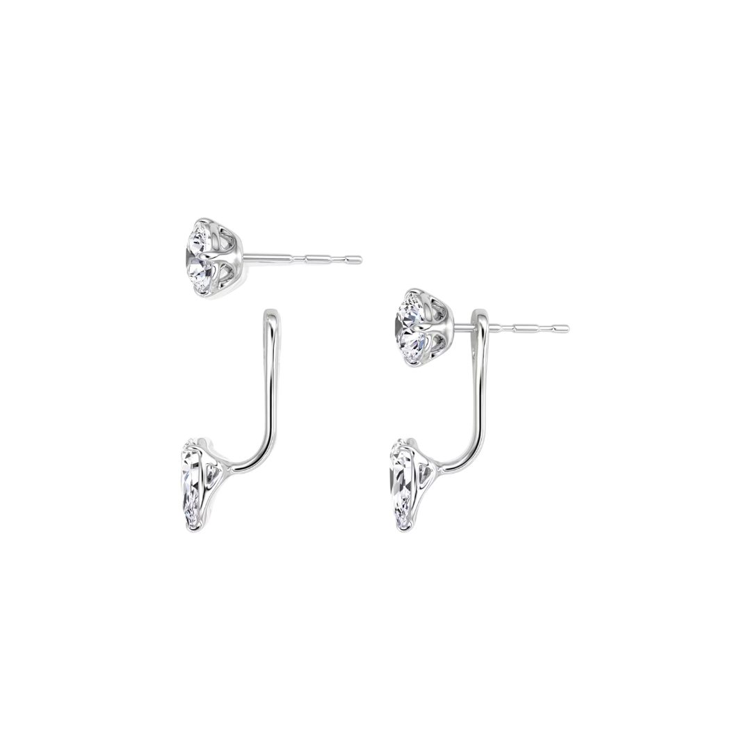 14k gold stud and pear drop diamond earrings with lab-created diamonds by Sakaris Jewelers