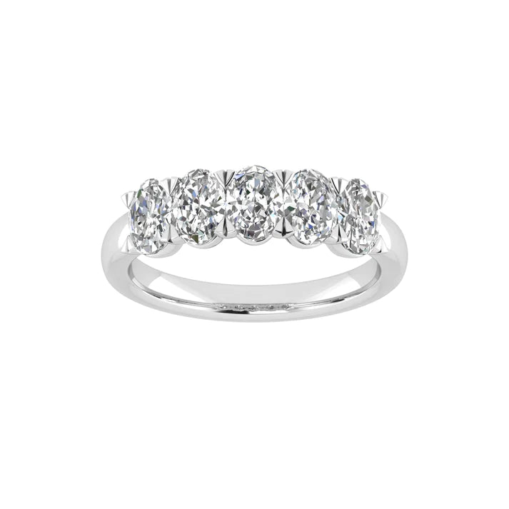 14k gold five stone oval cut diamond ring with 1ct or 2.5ct lab-created diamonds by Sakaris Jewelers