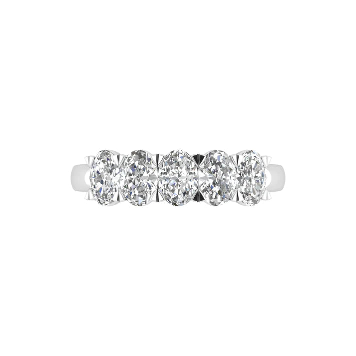 14k gold five stone oval cut diamond ring with 1ct or 2.5ct lab-created diamonds by Sakaris Jewelers