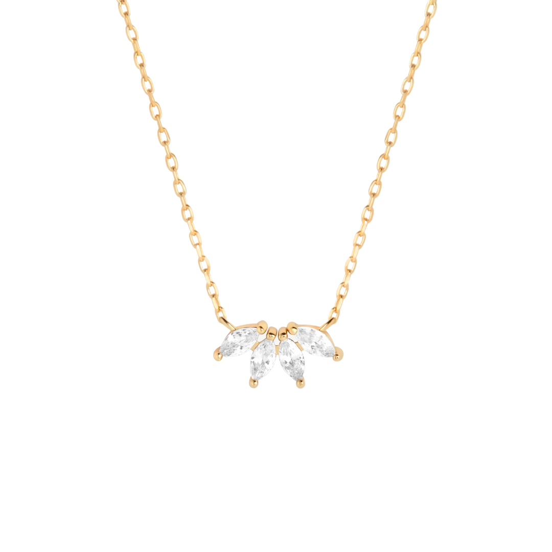 Necklace featuring four stunning marquise-shaped diamonds, elegantly set for a timeless and sophisticated look.