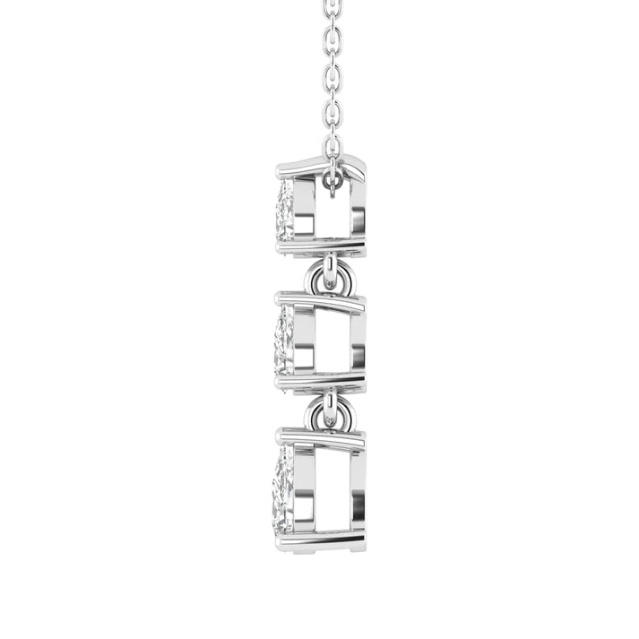 Pear diamond graduated pendant featuring three pear-shaped diamonds in a cascading design, set in 14k