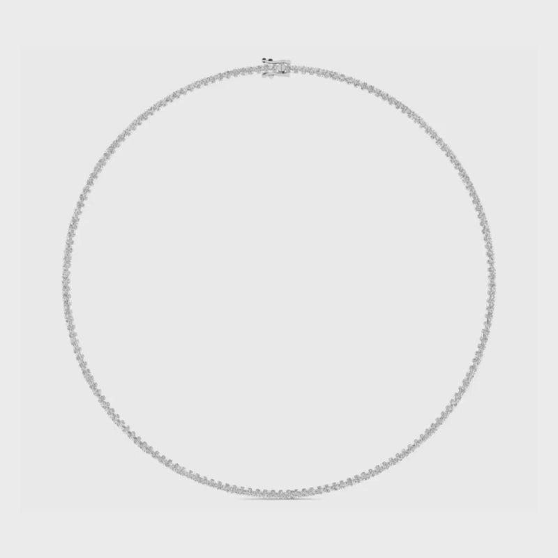 14k gold diamond tennis necklace with 5ct or 7ct lab-created round diamonds in 16 or 18 inches by Sakaris Jewelers