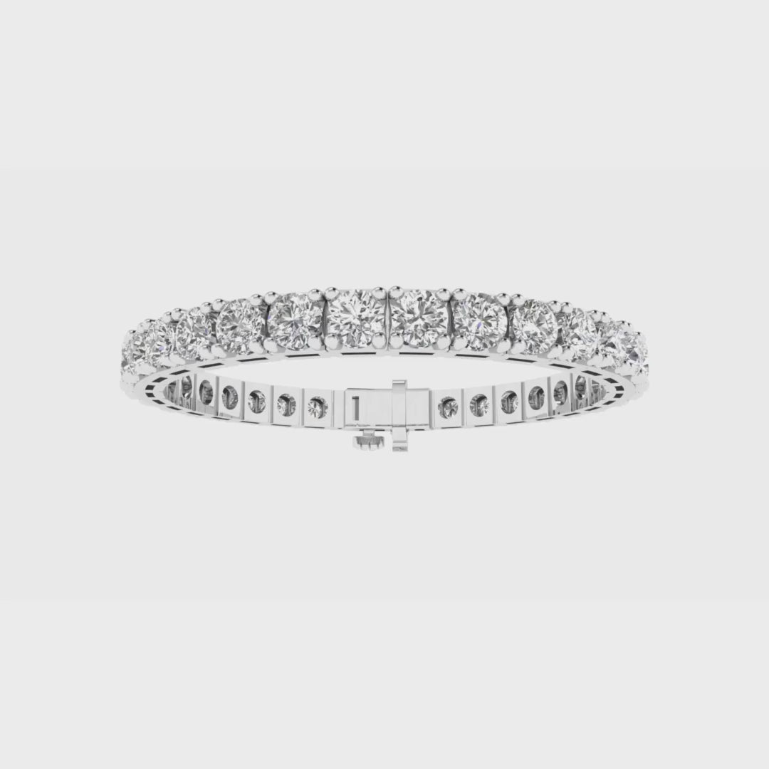 14k gold round diamond tennis bracelet with 15ct, 19ct, or 24ct lab-created diamonds by Sakaris Jewelers