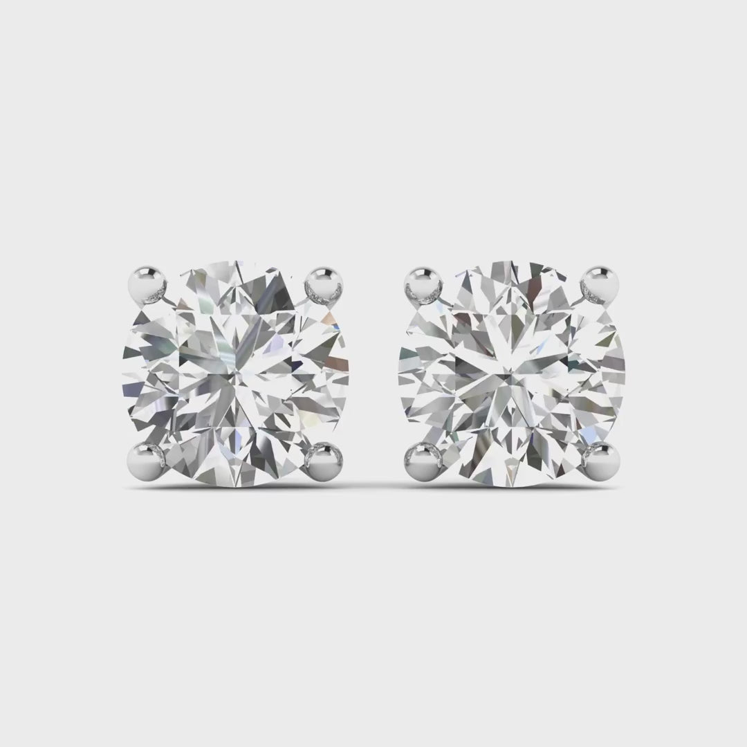 14k gold round diamond stud earrings with lab-created diamonds by Sakaris Jewelers
