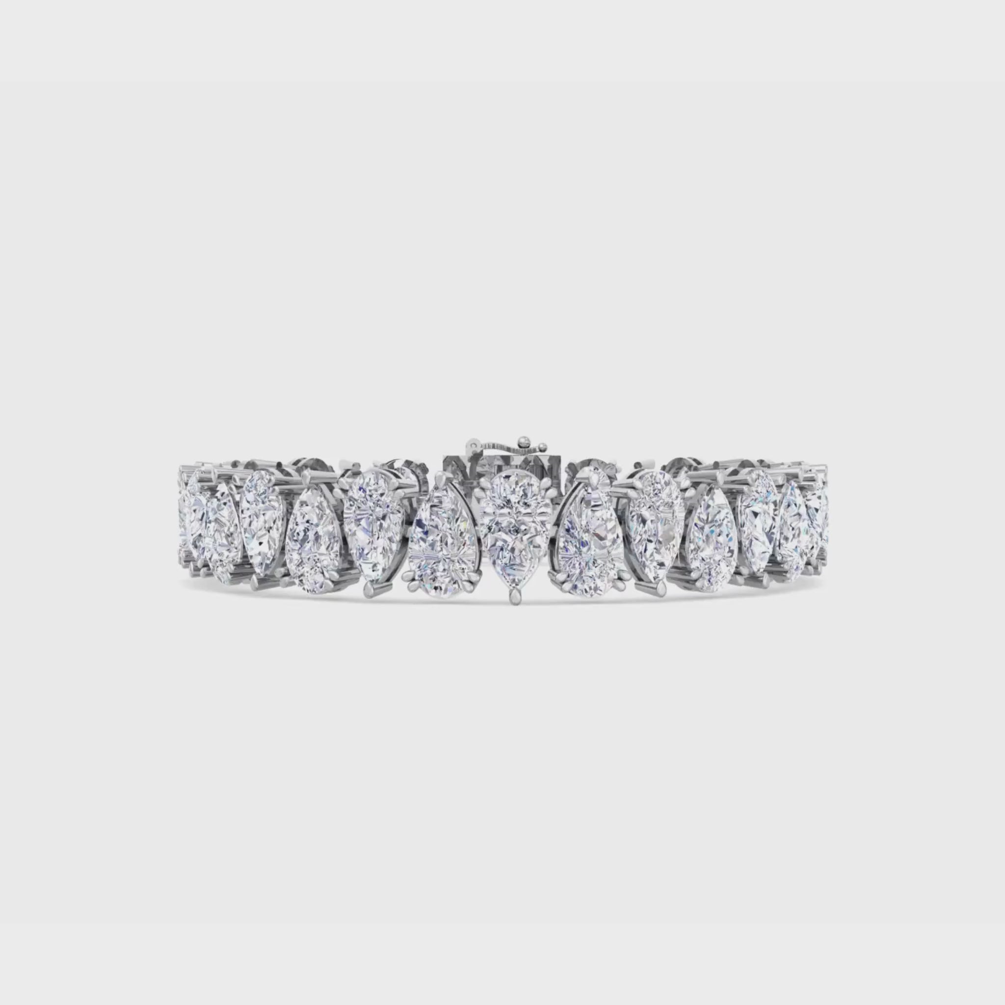 Large Pear Diamond Tennis Bracelet, featuring pear diamonds all around the bracelet.