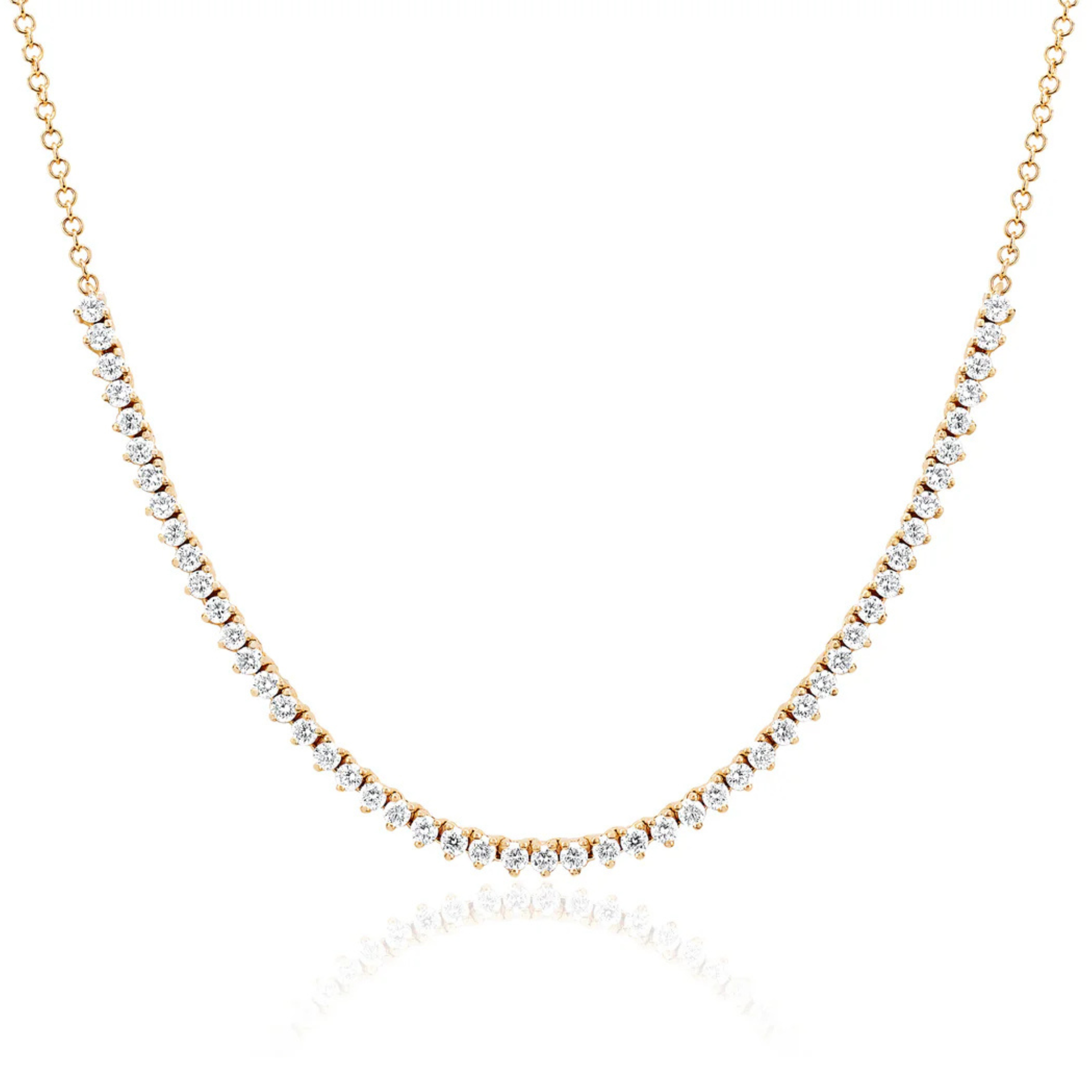 14k gold 1ct diamond tennis bar necklace with lab-created round diamonds by Sakaris Jewelers