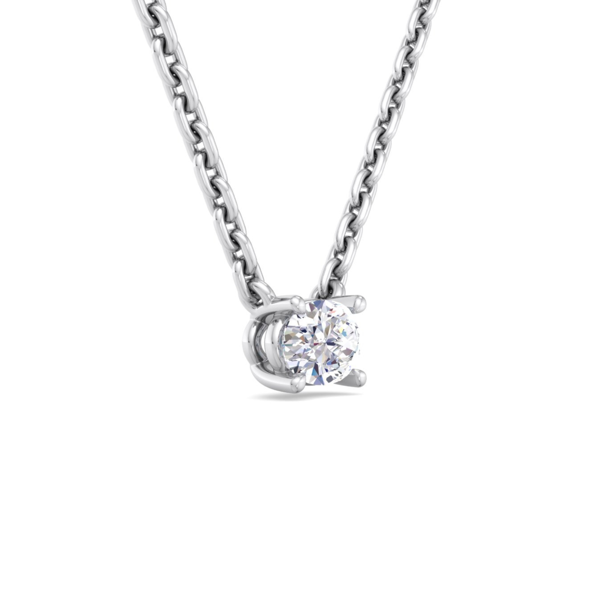 14k gold east to west oval cut diamond pendant with lab-created diamond