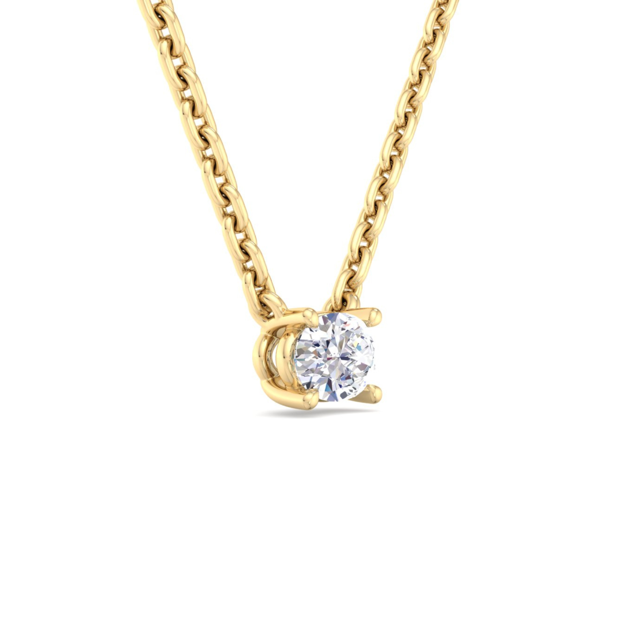 14k gold east to west oval cut diamond pendant with lab-created diamond