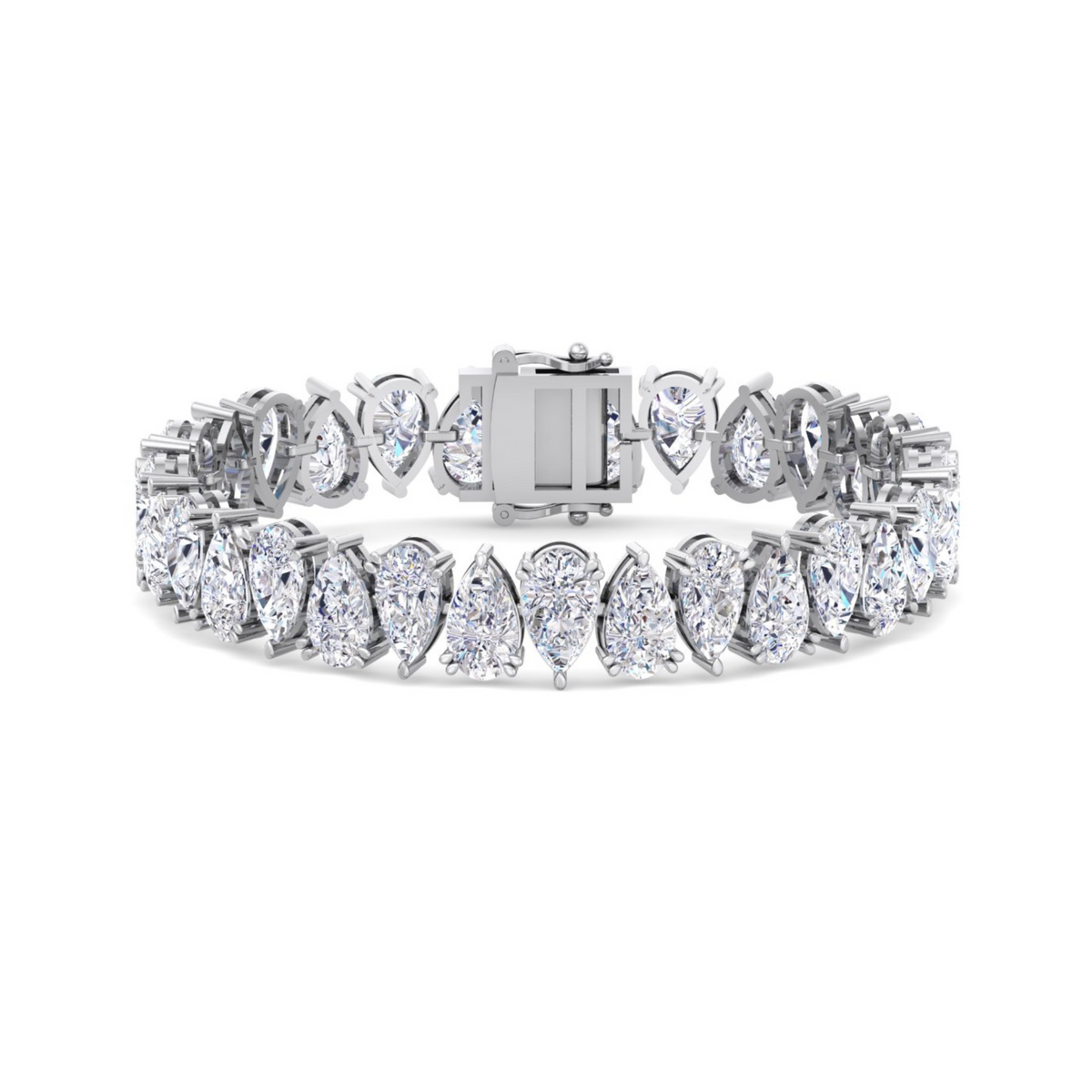 Bracelet Tennis Diamants 3.02 Carats Or Rose 14K - Forme Poire, Taille G/SI1, Neuf étiqueté