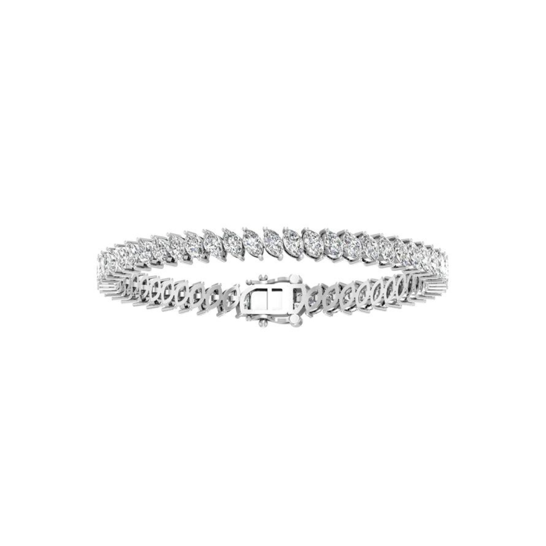 14K gold tennis bracelet featuring marquise-cut diamonds set in a continuous row for a sophisticated and timeless look.
