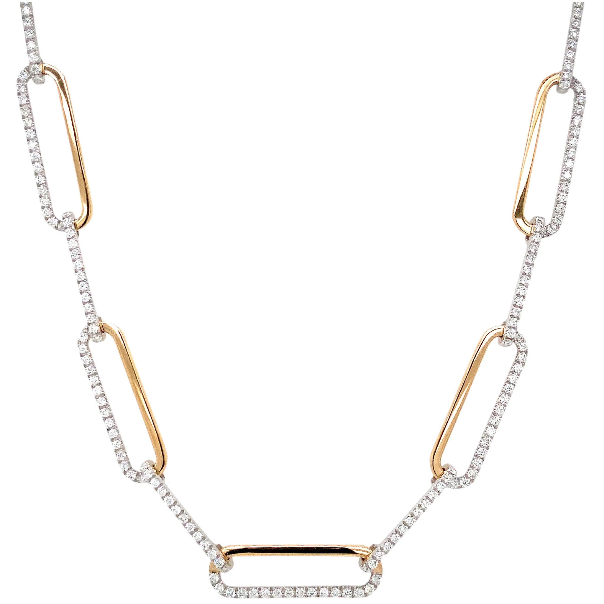14k gold paperclip diamond necklace with lab-created diamonds