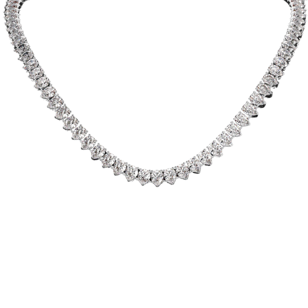14k gold pear diamond tennis necklace with lab-created diamonds