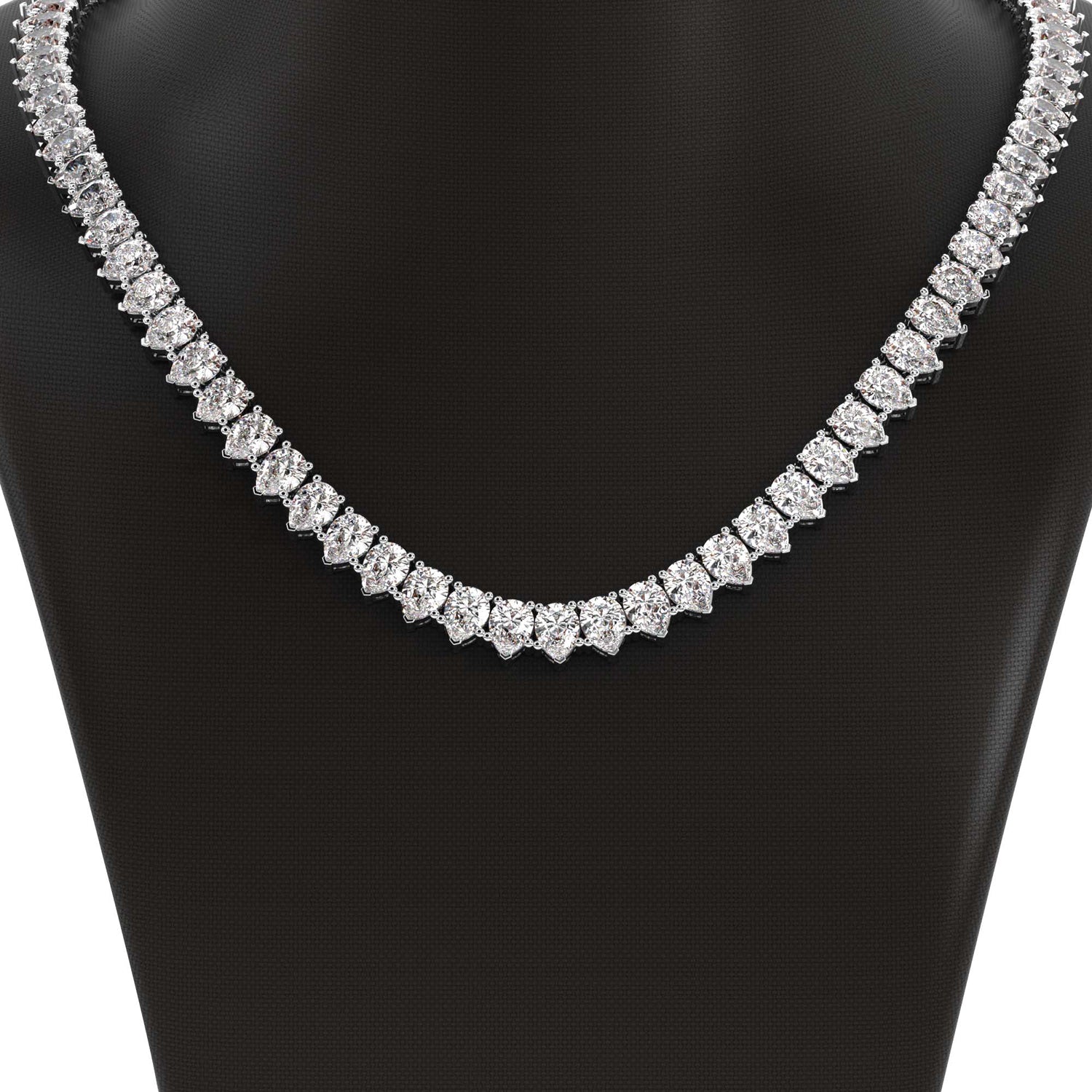 14k gold pear diamond tennis necklace with lab-created diamonds