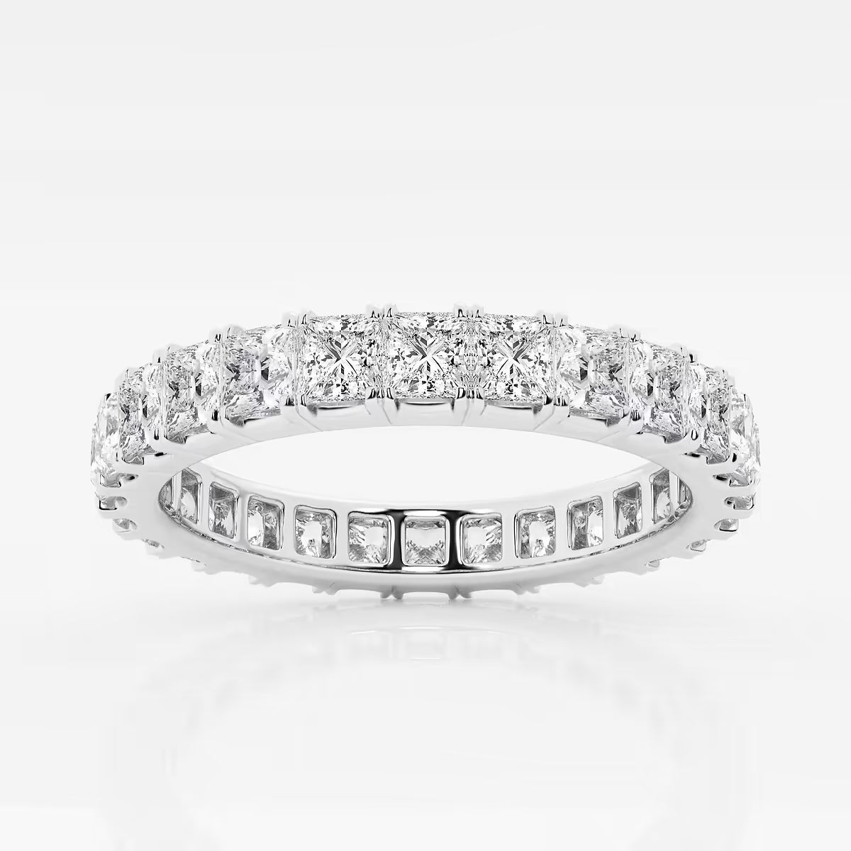 14k gold princess cut diamond eternity band with lab-created diamonds