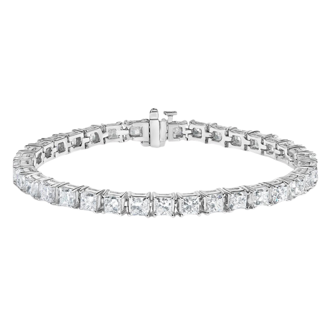 14k gold princess cut diamond tennis bracelet with lab-created diamonds