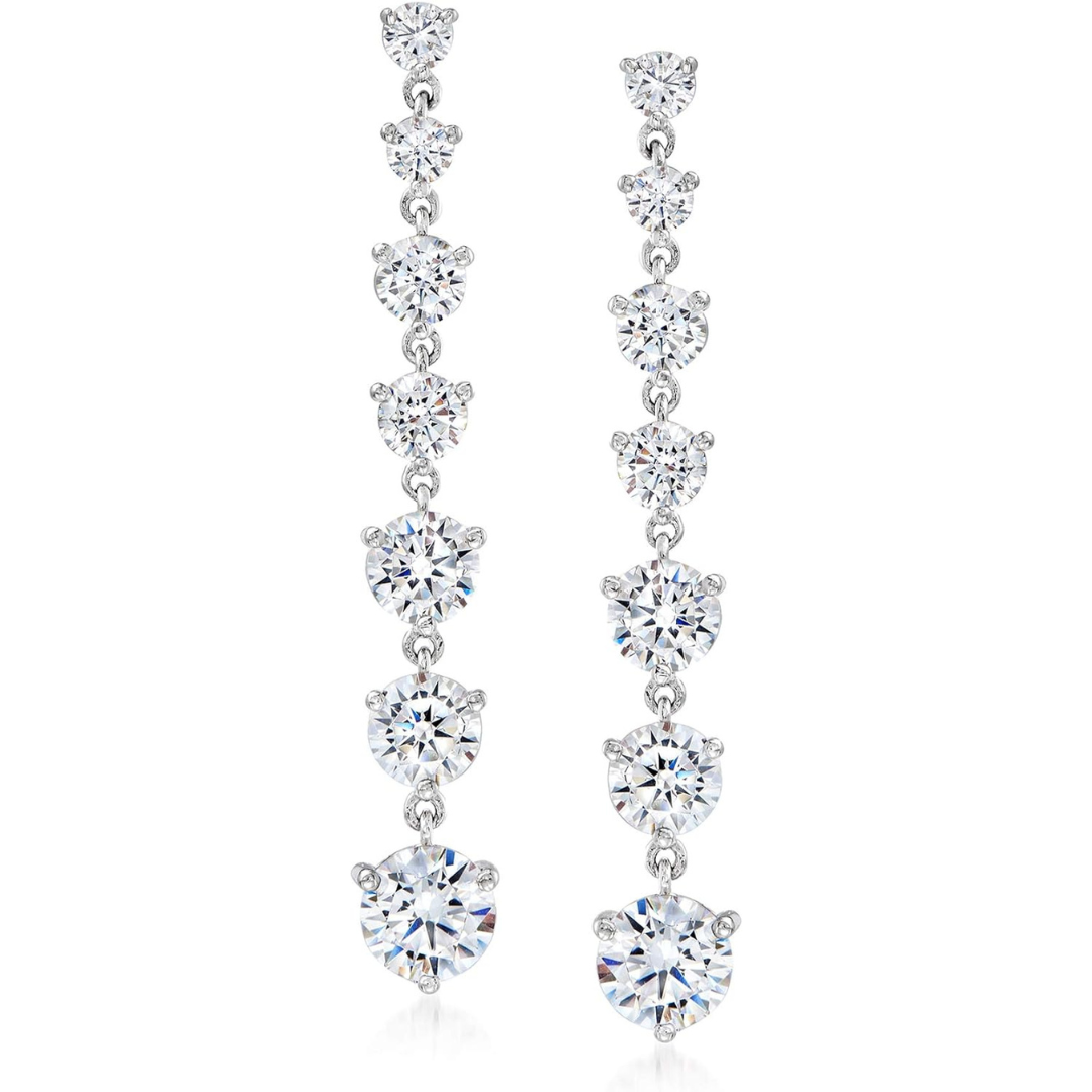 14k gold round diamond drop earrings with lab-created diamonds