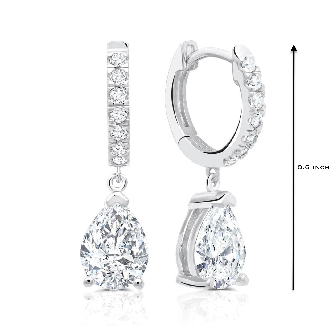 Round Diamond Huggie Earrings with Pear Drop