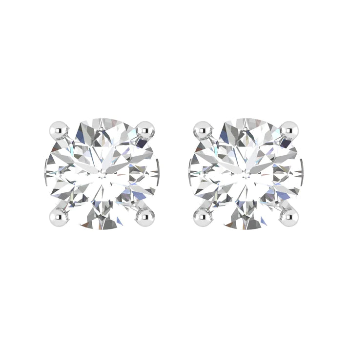 14k gold round diamond stud earrings with lab-created diamonds by Sakaris Jewelers