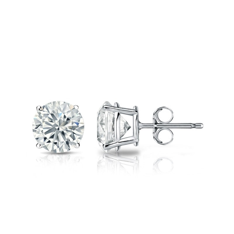 14k gold round diamond stud earrings with lab-created diamonds by Sakaris Jewelers