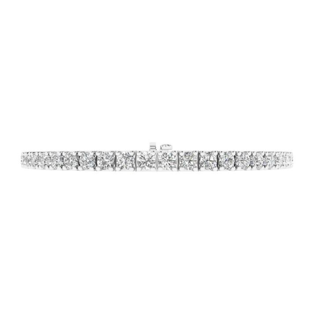 14k gold round diamond tennis bracelet with 5ct or 7ct lab-created diamonds by Sakaris Jewelers
