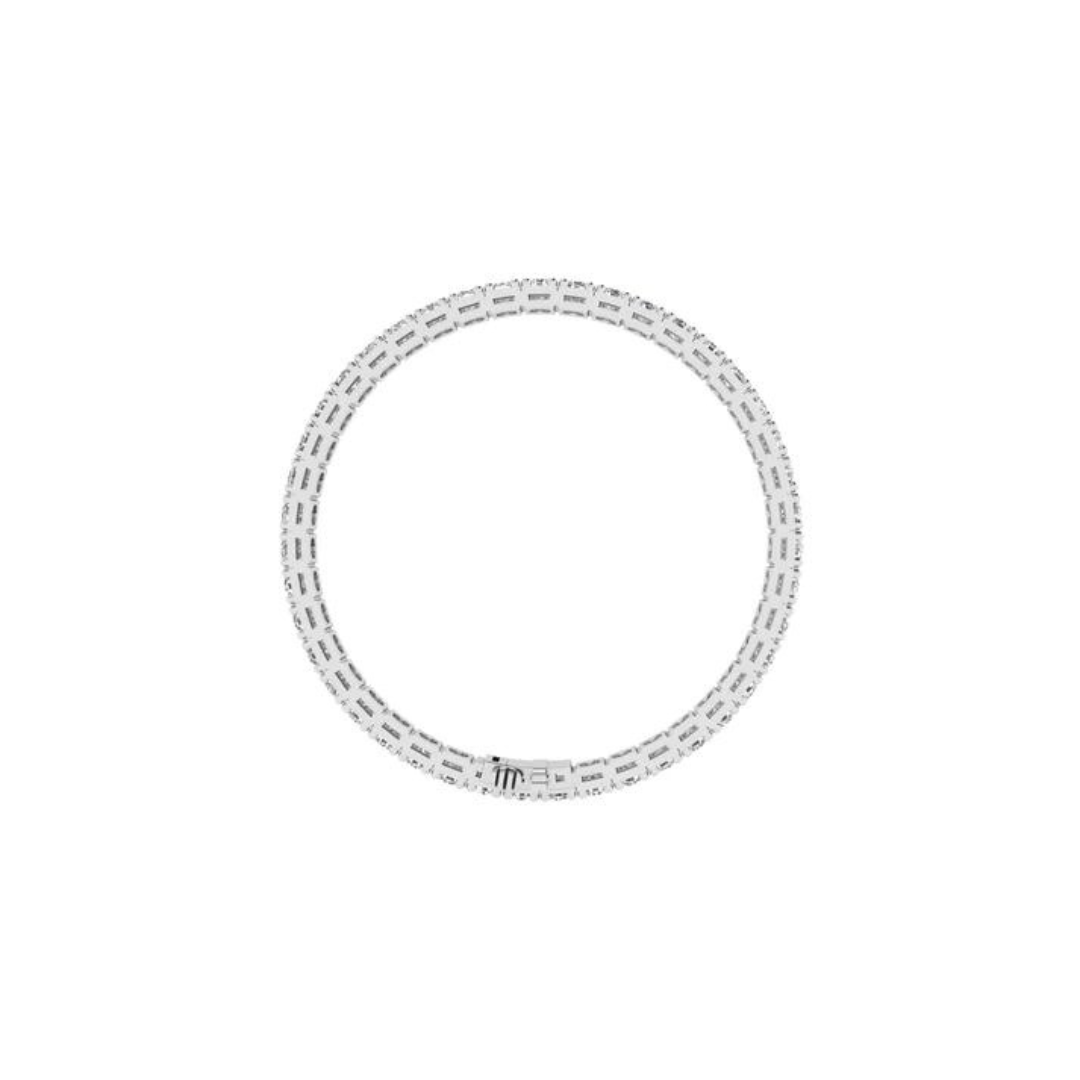 14k gold round diamond tennis bracelet with 9ct, 10.5ct, or 12ct lab-created diamonds by Sakaris Jewelers