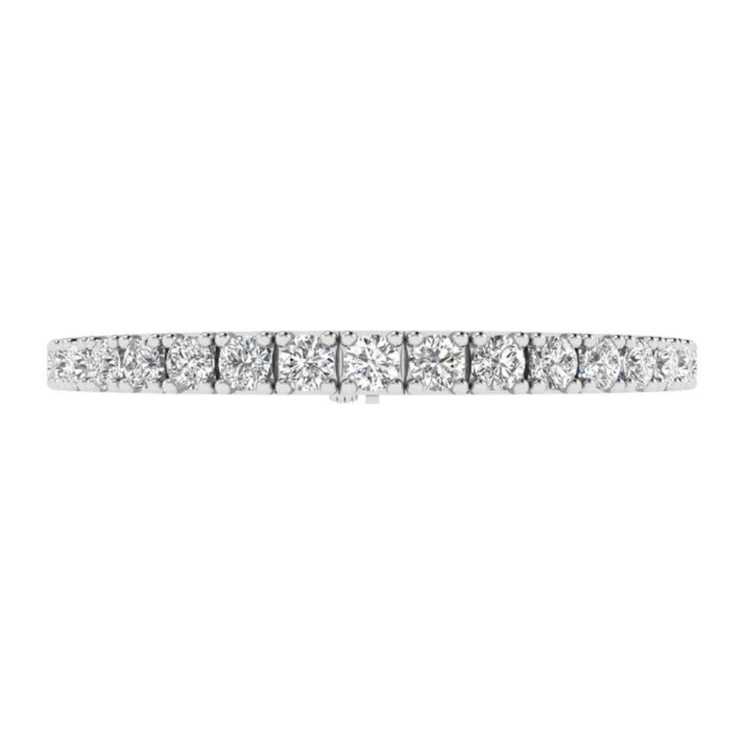 14k gold round diamond tennis bracelet with 9ct, 10.5ct, or 12ct lab-created diamonds by Sakaris Jewelers