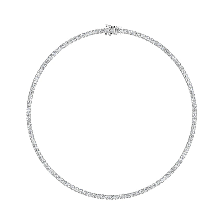 14k gold round diamond tennis necklace with 20ct or 25ct lab-created diamonds in 16 or 18 inches by Sakaris Jewelers