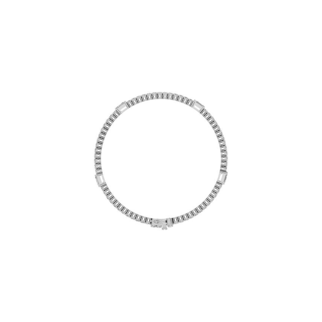 14k gold tennis bracelet with round and emerald cut lab-created diamonds by Sakaris Jewelers