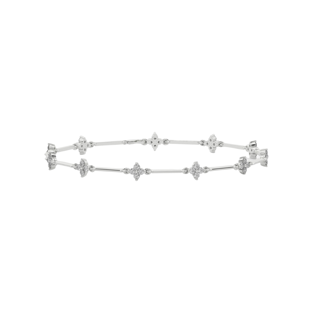 Diamond bracelet featuring 11 evenly spaced clusters of four round diamonds, creating a stunning and elegant design.