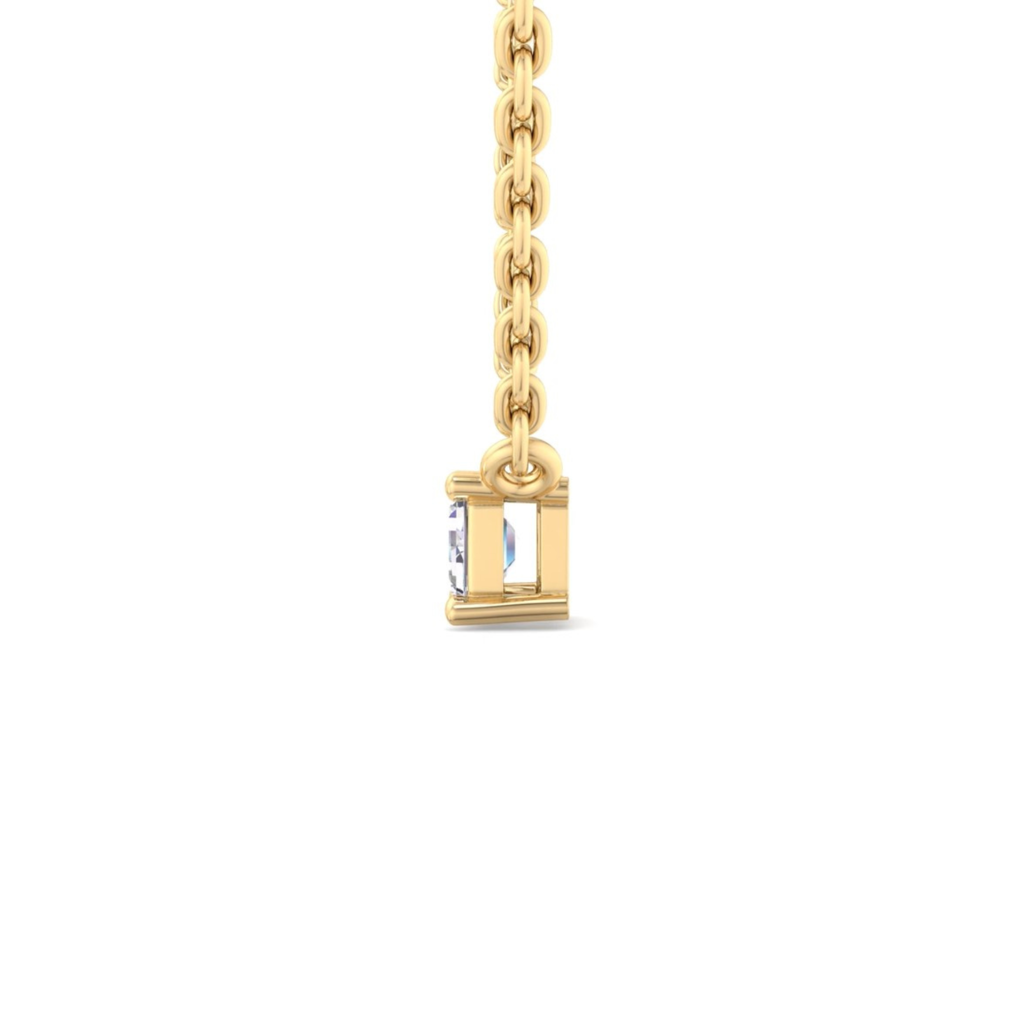 14k gold east to west emerald cut diamond pendant with lab-created diamond by Sakaris Jewelers