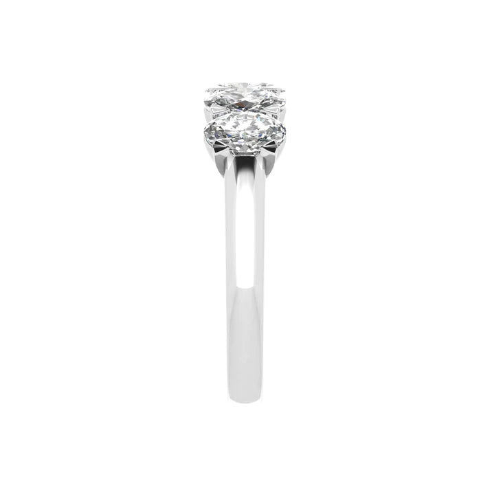 14k gold five stone oval cut diamond ring with 1ct or 2.5ct lab-created diamonds by Sakaris Jewelers
