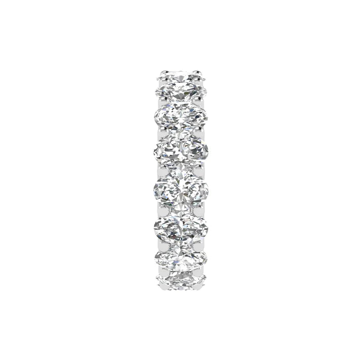 Oval diamond eternity band available in 3 carat and 4 carat total weight, featuring a continuous circle of brilliant oval-shaped diamonds in an elegant design.