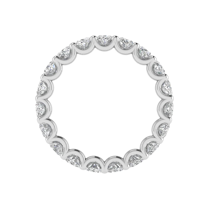 Oval diamond eternity band available in 3 carat and 4 carat total weight, featuring a continuous circle of brilliant oval-shaped diamonds in an elegant design.