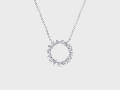 14k gold multi shape diamond circle pendant with lab-created diamonds by Sakaris Jewelers