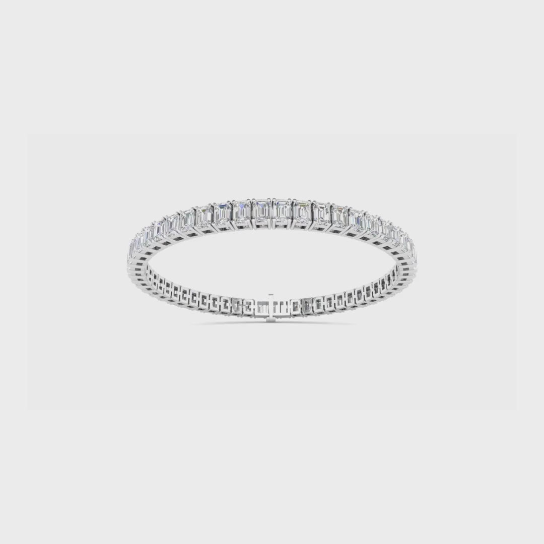 14k gold north to south emerald cut diamond tennis bracelet with lab-created diamonds