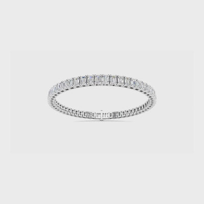 14k gold north to south emerald cut diamond tennis bracelet with lab-created diamonds