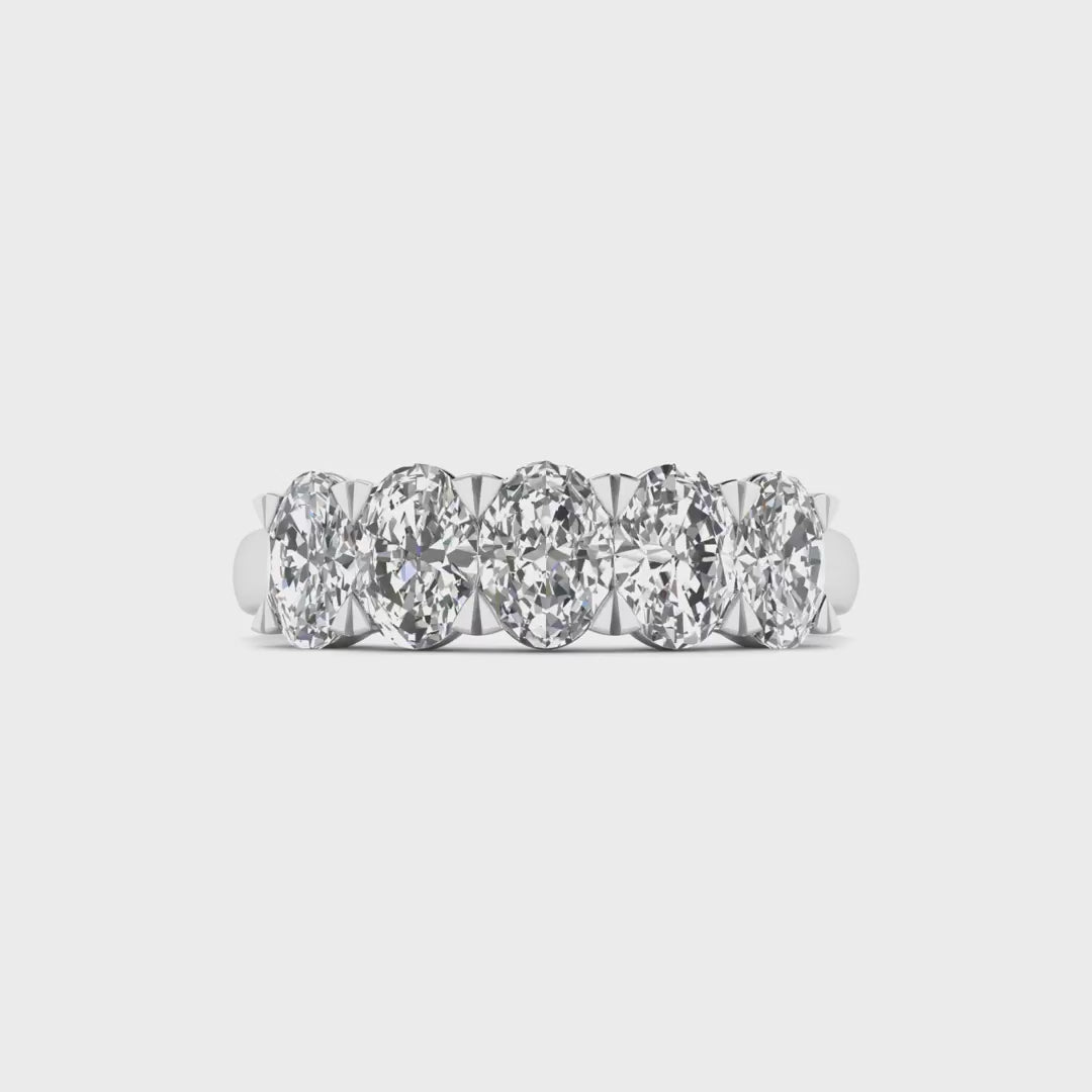 14k gold five stone oval cut diamond ring with 1ct or 2.5ct lab-created diamonds by Sakaris Jewelers